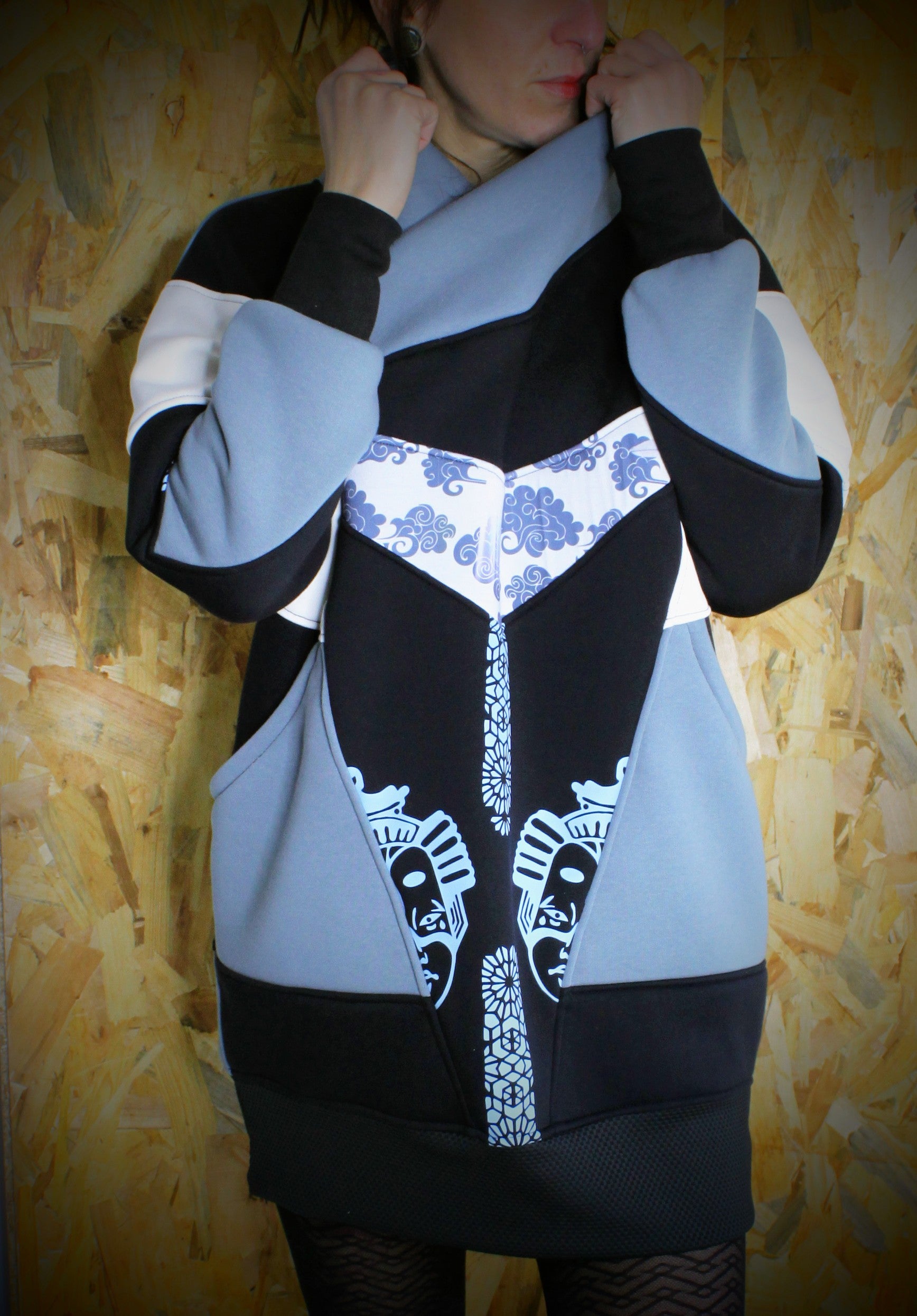 KijiBato Blue P26 Robe-Sweat Col Croisé TL