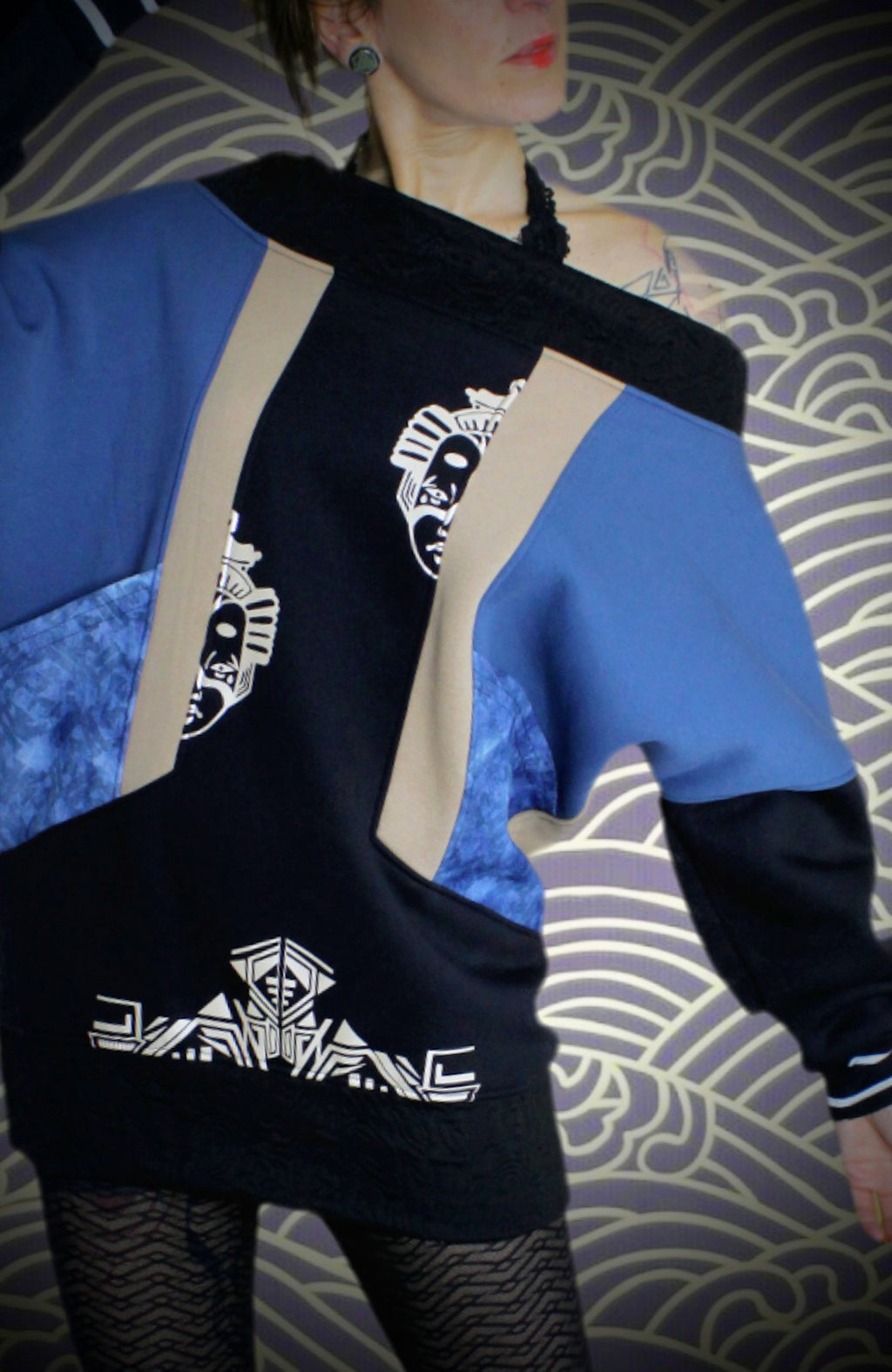 KijiBato Blue P26 Sweat/Tunique échancré  ( ᗷᗩᔕ丅ᗴ丅 A25) TM/L