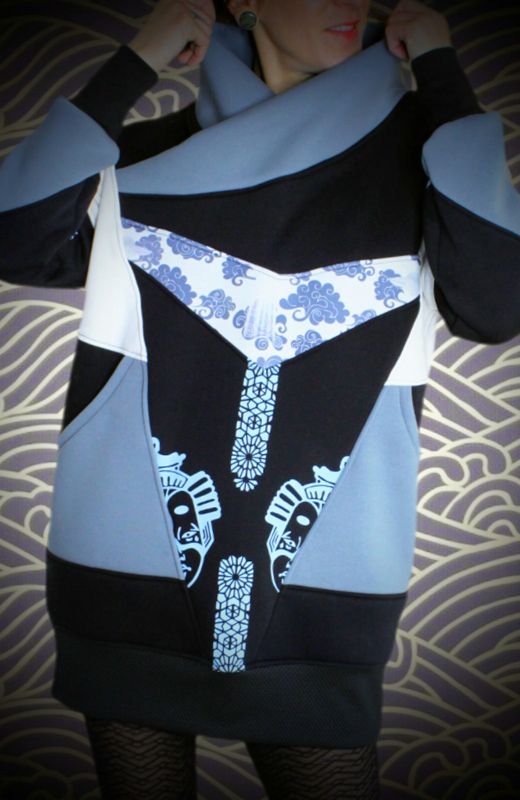 KijiBato Blue P26 Robe-Sweat Col Croisé TL
