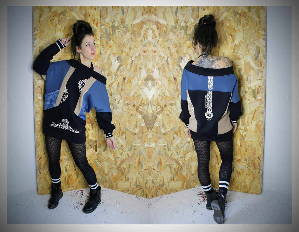 KijiBato Blue P26 Sweat/Tunique échancré  ( ᗷᗩᔕ丅ᗴ丅 A25) TM/L