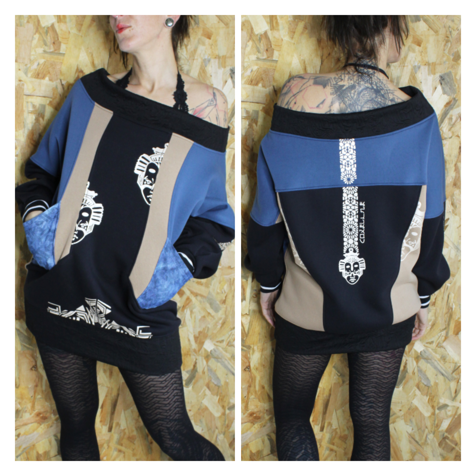 KijiBato Blue P26 Sweat/Tunique échancré  ( ᗷᗩᔕ丅ᗴ丅 A25) TM/L
