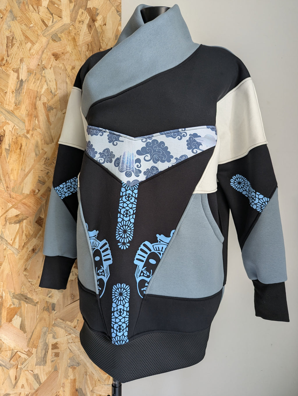 KijiBato Blue P26 Robe-Sweat Col Croisé TL