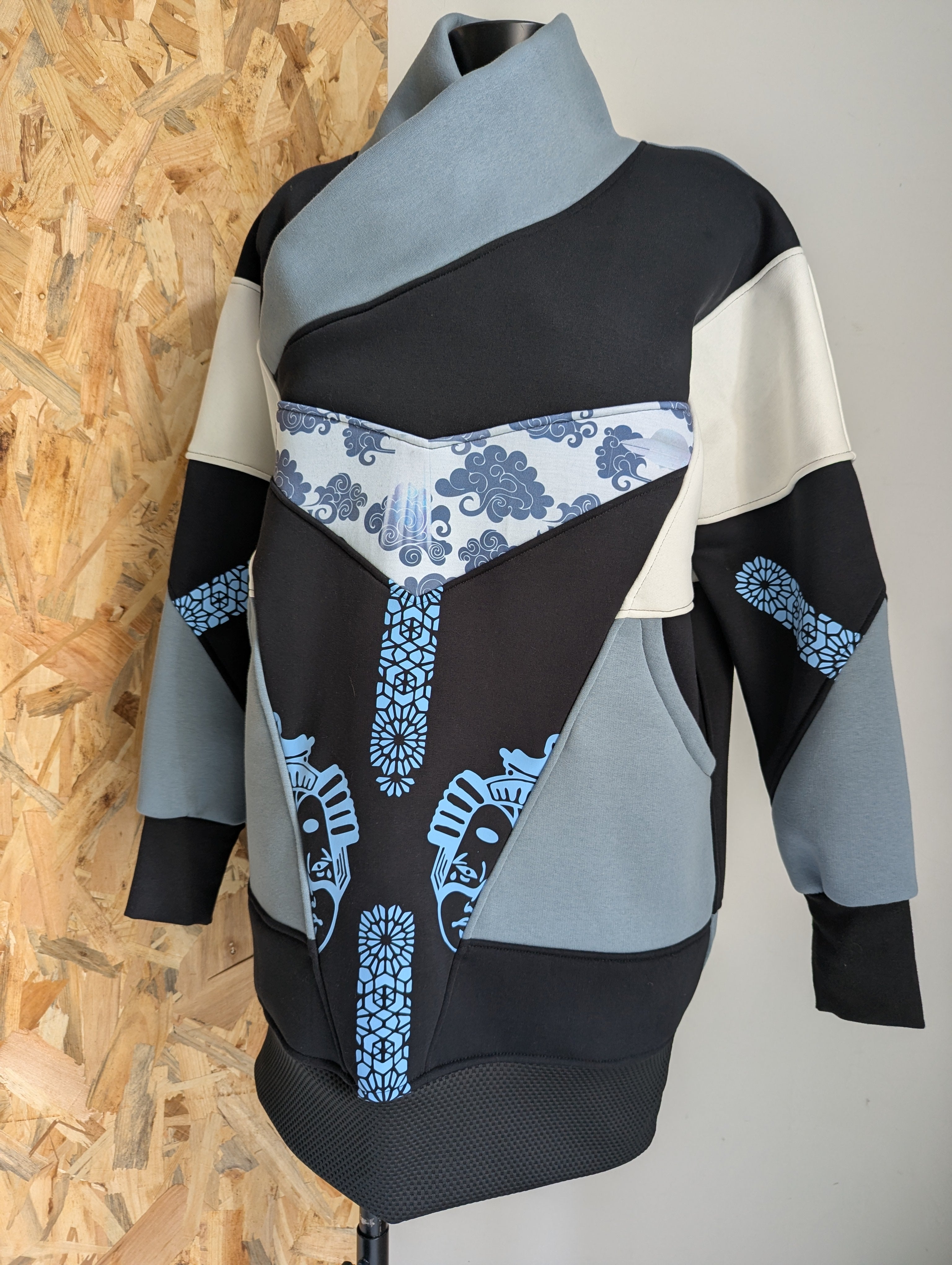 KijiBato Blue P26 Robe-Sweat Col Croisé TL